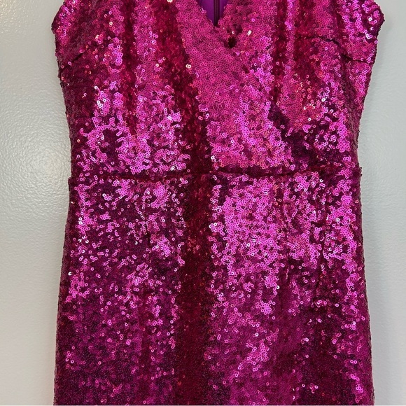 NWT Lulu's Hilaria Fuchsia Pink Sequin Halter Asymmetric Min Dress Size Small - Picture 11 of 12